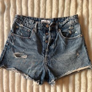 Zara Blue Distressed Jean Shorts